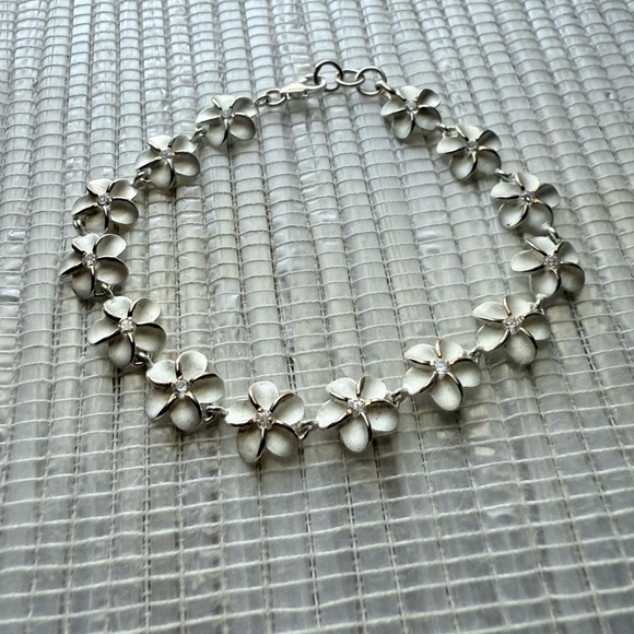 Sterling Silver Floral CZ Bracelet – Adjustable up to 7.5” - Picture 1 of 7